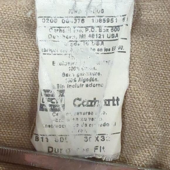 Carhartt Pants Mens 30x32 Tan B11 Duck Dungaree Carpenter Distressed Workwear - Picture 10 of 15